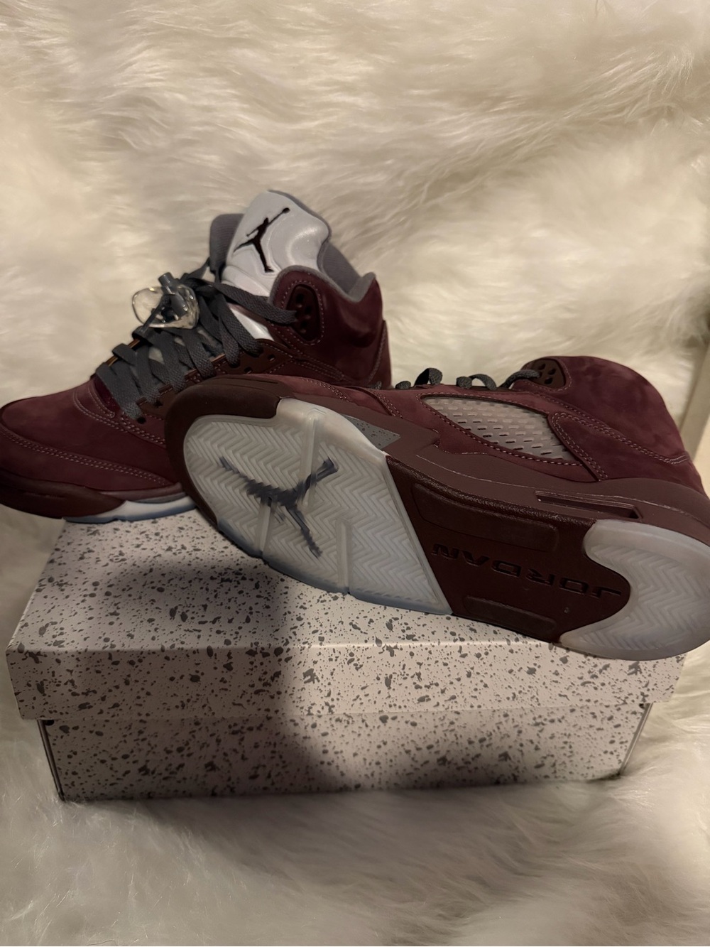 Jordan Men's Sneakers in Burgundy and Gray